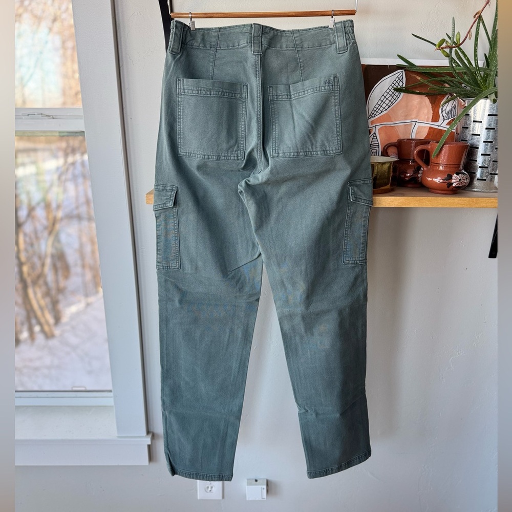 American Eagle Outfitters Stretch Cargo Straight Pants in Teal Blue Size 4 Long - Picture 4 of 11